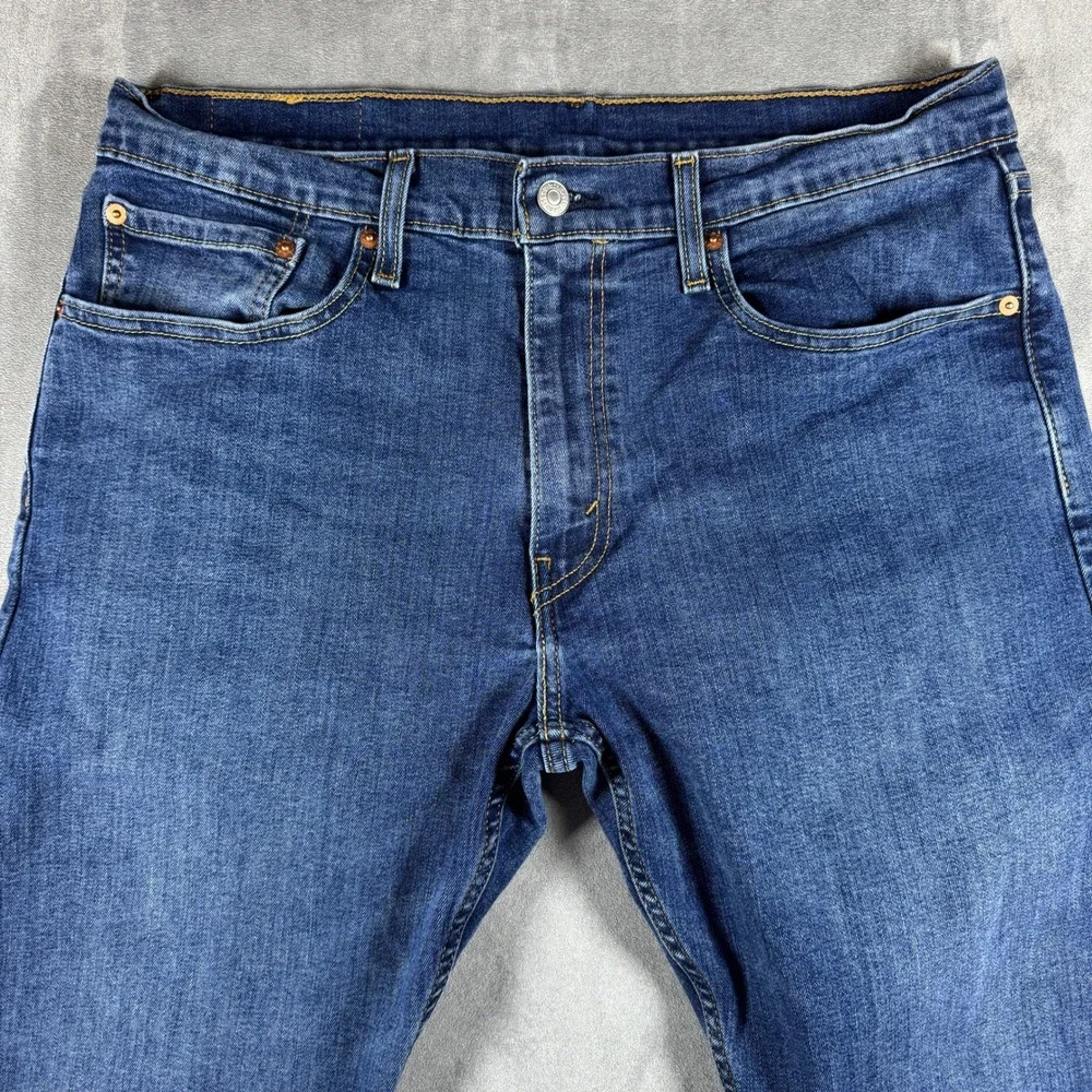 Levis 502 Regular Taper Mens Jeans 34x30 Blue Medium Wash Stretch Denim